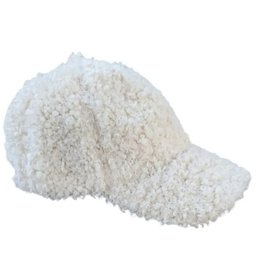 Love and Lore Cream Sherpa Baseball Cap Adjustable Strap‎ Back Hat